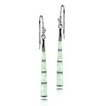 White Opal Inlay Tapered Stick Dangle Earrings